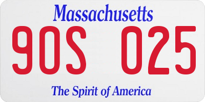 MA license plate 9OS025