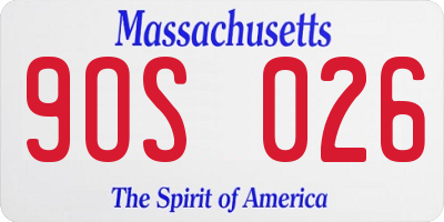 MA license plate 9OS026