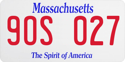 MA license plate 9OS027