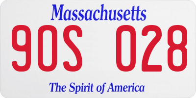 MA license plate 9OS028