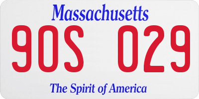 MA license plate 9OS029