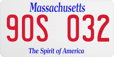 MA license plate 9OS032