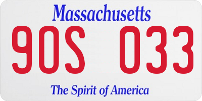 MA license plate 9OS033