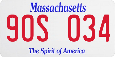 MA license plate 9OS034