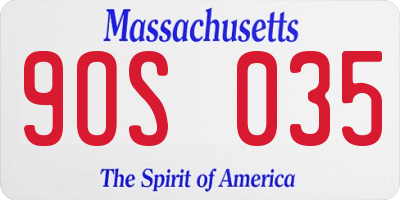 MA license plate 9OS035