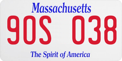 MA license plate 9OS038