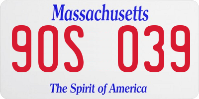 MA license plate 9OS039