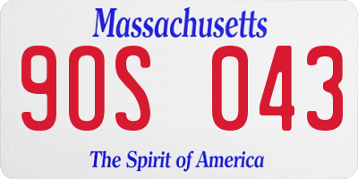 MA license plate 9OS043