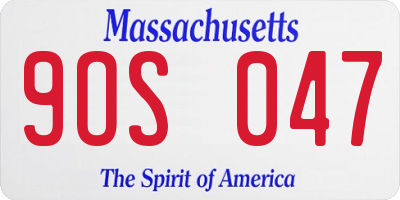 MA license plate 9OS047
