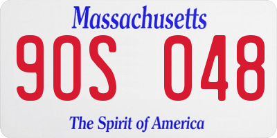 MA license plate 9OS048