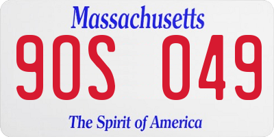 MA license plate 9OS049