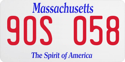 MA license plate 9OS058
