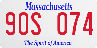 MA license plate 9OS074