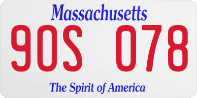 MA license plate 9OS078