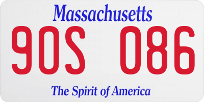MA license plate 9OS086