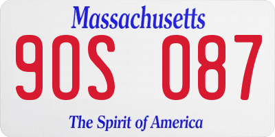 MA license plate 9OS087