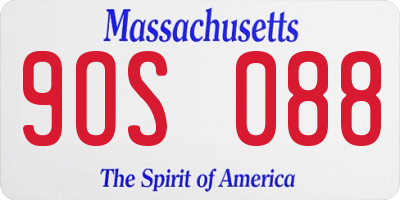 MA license plate 9OS088