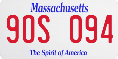 MA license plate 9OS094
