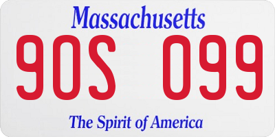 MA license plate 9OS099