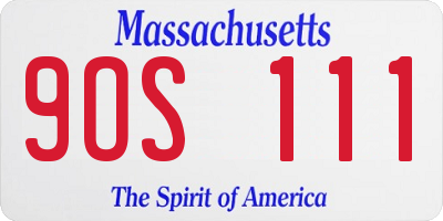 MA license plate 9OS111