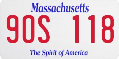MA license plate 9OS118