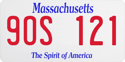 MA license plate 9OS121