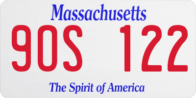 MA license plate 9OS122