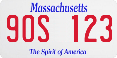 MA license plate 9OS123