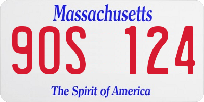 MA license plate 9OS124