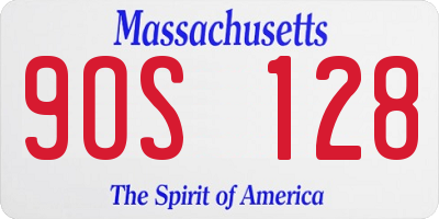 MA license plate 9OS128