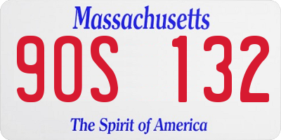 MA license plate 9OS132