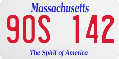 MA license plate 9OS142