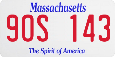 MA license plate 9OS143