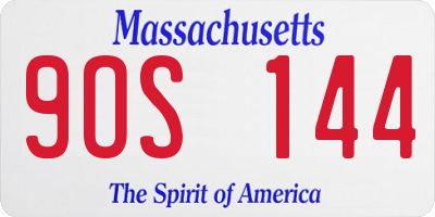 MA license plate 9OS144