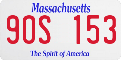 MA license plate 9OS153