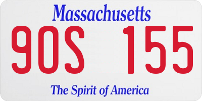 MA license plate 9OS155