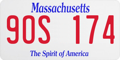 MA license plate 9OS174