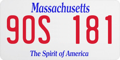 MA license plate 9OS181