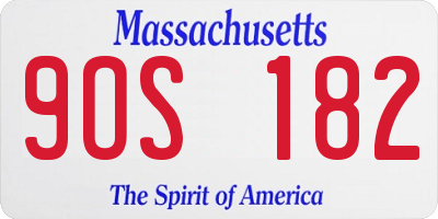 MA license plate 9OS182