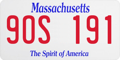 MA license plate 9OS191