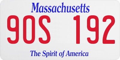 MA license plate 9OS192