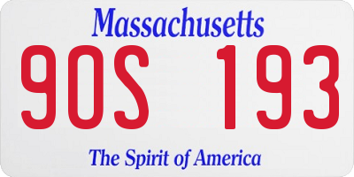 MA license plate 9OS193