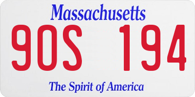 MA license plate 9OS194