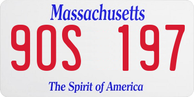 MA license plate 9OS197