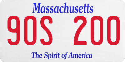 MA license plate 9OS200