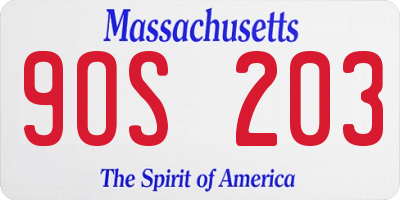 MA license plate 9OS203