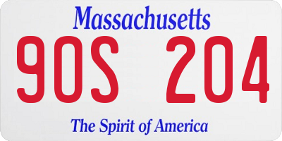 MA license plate 9OS204