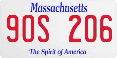 MA license plate 9OS206