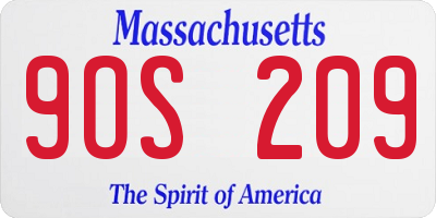 MA license plate 9OS209
