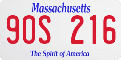 MA license plate 9OS216